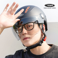 예마 헬멧 YM-359S 초경량 오토바이 반모 전동 킥보드 헬멧, 그레이, 1개