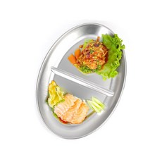 도시생활용품 스텐 타원 2칸접시 스텐반찬그릇