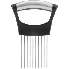 스테인리스 스틸 양파 홀더 미끄럼 방지 손잡이가 있는 야채 슬라이서 가이드 토마토 오이 및 고기 절단 도구 정밀한 슬라이싱을 위한 내구성 주방 기기