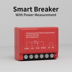 Tuya WiFi 블루투스 스마트 차단기 라이프 앱 통한 전력 측정 원격 제어 구글 알렉사 보호기, 빨간색