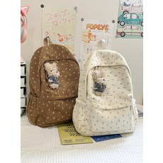 여성 학생 백팩 대학생 고등학생 신학기 가벼운 노트북 책가방, 2. 화이트