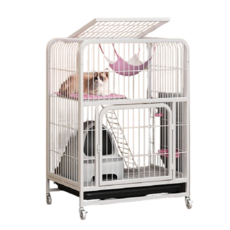 【彬彬小舖】台灣現貨 豪華貓籠 二層/三層 旗艦加粗加固 熱賣款 贈吊床 鐵籠 貓跳台 貓籠貓窩 貓跳台 籠, 1個, 白色