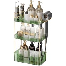 욕실 정리함 3단 화장대 수납 트레이 화장품 향수 스킨케어 선반 진열대 그레이, Olive, NEW-3 Tier, 1