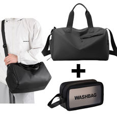 브리즈앤비 신발분리 헬스가방+방수 파우치, 1세트, 블랙