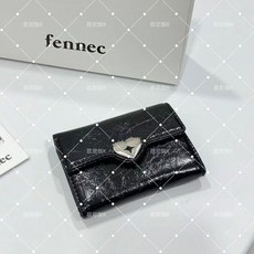 Fennec 韓國原裝牛皮按扣三摺疊錢包