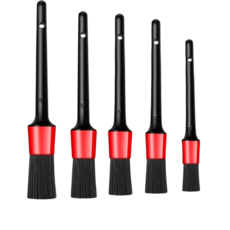 【DriveX】豬鬃毛細節刷 縫隙清潔刷 機車美容刷 輪胎刷, 1套, 汽車細節刷【5入套組】, 黑紅
