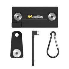 모토라이더 오토바이 핸드폰 자석 거치 충전 탈부착 패드 + 조끼고리, 블랙, C타입