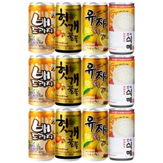 일화 미니 음료수 꿀물 식혜 혼합 4종 3개씩(배도라지 헛개꿀물 유자꿀물 민속식혜), 12개, 175ml