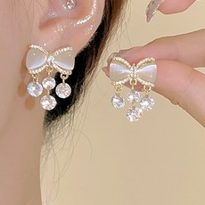 카밀라 [당일발송] 실버 925 은침 리본 골드 큐빅 귀걸이