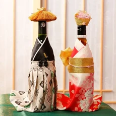 일본 기모노 스타일 식품점 와인 병 커버 장식 디스플레이 커플 레드 먼지 모자 포함 ZD913, 05 couple D
