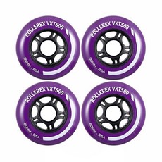 Rollerex VXT500 인라인 스케이트 휠 - 4팩 (베어링 스페이서 및 와셔 옵션) 실내 실외 스케이팅용 내구성 있는 교체 롤러 블레이드 (80mm 터프 그린)145, Royal Purple