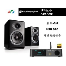 Audioengine P4 書架喇叭與 Loxjie A30 擴大機組合, 啞光黑 (含擴大機+喇叭線),RCA 對 3.5 1.5M
