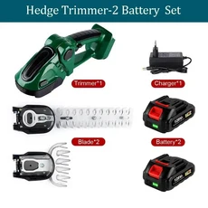전동 전지가위 브러시 정원 부시 잔디 가위 공구 21V 2-in-1 전기 헤지 트리머 20000rpm 가정용 예초기, 2x128VF Battery, 01 빠른  Mainland, 2) 2x128VF Battery