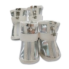 pat 강아지 외출 산책용 슈즈 미끄럼방지 부츠 신발, 1세트, 실버