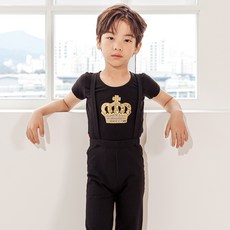[국내제작] ATB-6702 왕관티셔츠-검정 발레복 아떼르발레