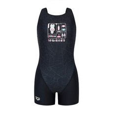 [브랜드정품]아레나 여아동 실내수영복 토이랜드 아동 3부 반신 입기편한 U백 (A5SG1GL01BLK) 강습수영복 휴가수영복