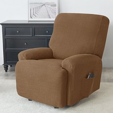 1인용 전동 리클라이너 커버 와플 패브릭, 연그레이, 1개