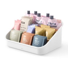 Umbra Bellwood 패킷 오거나이저 식료품 저장실 재료 및 기타 작은 물건을 위한 분할 트레이 내구성 있는 플라스틱 및 목재로 제작 내추럴/화이트, White/Natural