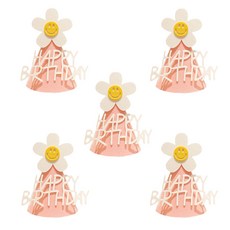 [해피쏘굿] 데이지 스마일 펠트 고깔 모자, 데이지 핑크, 5개