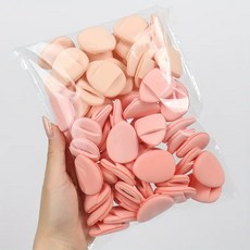 완벽한 베이스 메이크업용 미니 물방울 핑거 퍼프 60P 세트, 60개, 4*3.3cm  연핑크+연오렌지+피부색