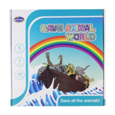 ※旭陽教育用品社※諾亞方舟桌遊，拯救動物，48關通關遊戲，提升邏輯思考能力益智玩具, 棕色, 1個