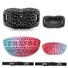 GY 3D Printed Hockey Chin Cup & 72CM Chinstrap Set 2 Styles Sport Helmet Chin Pad Guard Replacemen, Black + Gradient Orange