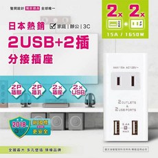祥昌電子 Dr.AV 聖岡 TNT-56U 2USB 2插分接插座, 1個