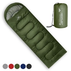 메디플릿 사계절용 머미형 경량 캠핑 침낭 + 수납가방, 1개, 올리브 카키 (1800g)