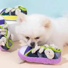 Tinduo 강아지 장난감 물림 끈 신발 모양 소리내기 장난감 강아지 체력 소모 이갈이 장난감 강아지 인형 이갈이 간식 숨기기 애견 스트레스 해소, 1개, 자주색