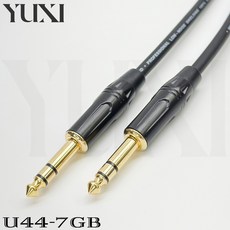 鍍金頭 黑色線 6.3 TRS 6.5mm 立體 公對公 雙聲道 訊號線 監聽喇叭線, 1個, 黑色殼 直頭+直頭 平衡式,1米 含雙頭