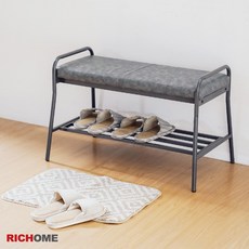 RICHOME 皮面穿鞋椅 玄關椅 SC228, 黑色