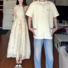 커플 시밀러룩 바캉스 드레스 패밀리룩 긴팔 원피스 반팔 티셔츠 여행 웨딩촬영 휴양지 하와이안