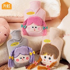 보온 핫 워터 백 850ml 대용량 PVC 방폭 방수 캐릭터 극세사 커버 겨울 실내외 가정용 보온 기능 핫 워터 백, 입체토끼 850ml