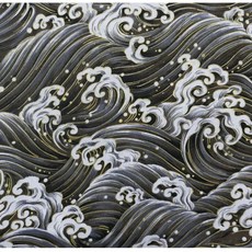 유카타 기모노 고양이 잠옷 프린트 강아지, D. 투명 금박 물결 검정 금