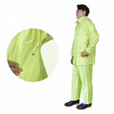 제이오스토어 안전우의 상하 연두형광 M 아웃도어레인코트 레인자켓코트 휴대용레인코트 방수망토