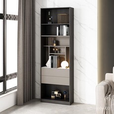 意式極簡書櫃：客廳書房一體式整牆書架，輕奢現代風落地組合儲物櫃, 北極白,120x30x220cm