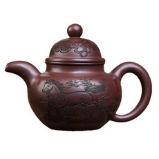 原礦老紫泥手工掇球功夫茶紫砂壺, 1個, 手工駿馬大掇球功夫茶紫砂壺:1090ML