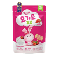 [새로운맛 2종 추가(바나나맛 사과맛)]치키몽키 요거트큐브 6가지맛(플레인 딸기 블루베리 망고 바나나 사과), 1개, 딸기맛, 16g