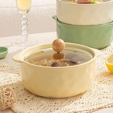 Tiger Pavilion 노르딕 세라믹 양수 냄비, 크림 옐로, 1개, 16.5cm