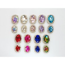 타원형 큐빅 비딩 캡보석 의류 리본 장식 크리스탈 스톤 13x18mm/10x14mm 골드캡, 블루지르콘, 타원형 10개 13 x 18mm