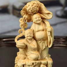 黃楊木 合和二仙 約10cm, 如圖所示, 1個