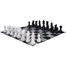 메가체스 거대 플라스틱 체스 세트 - 흑백 1피트 높이에서 4피트 높이의 5가지 야외 퀵폴드 나일론 매트12인치 킹 포함, 12 inch King