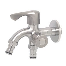 무광 커플링 양갈래 수도꼭지 스텐레스 두갈래 수전 베란다 세탁기 교체, 무광 두갈래 커플링, 1개