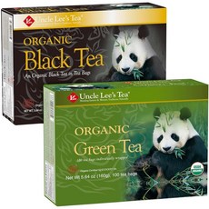 Uncle Lee's 유기농 화이트 & 그린티 버라이어티 2팩 (개별 포장된 백 206개) - 가정 사무실 캠핑용 가벼운 카페인 벌크 티, 200 Count, Green & Black Tea