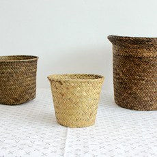 이너스 왕골 원형 라탄바구니 소, 단품, 1개