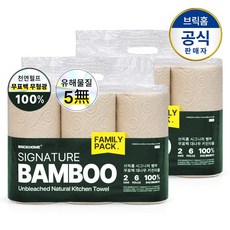 [국내제조] 브릭홈 무표백 안심 대나무 키친타올, 12개, 150매