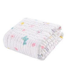 寶寶a類浴巾新生兒嬰兒新疆純棉六層紗布浴巾初生兒童洗澡蓋毯被, 1個, 粉色小馬:6層新疆純棉(95cm*95cm)