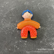 可愛卡通多巴胺少女立體人物樹脂裝飾家居磁性冰箱貼陶瓷冰箱貼冰箱磁鐵可愛磁鐵吸鐵白板貼黑板貼居家裝飾, 藍色帽子媽媽