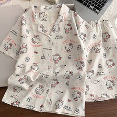 유후 카라 안녕 야옹 상하세트 내복 주니어 아동 잠옷 파자마 실내복 상하세트 홈웨어 키즈 남여공용 유후컴퍼니