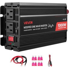 VEVOR 1000W 파워 인버터 12V DC에서 120V AC 개조 사인파 USB 및 타입-C 포트가 있는 자동차 충전기 컨버터 콘센트 2개 LED 표시등 RV 트럭 야외 캠핑에